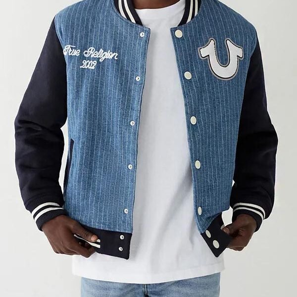 True Religion Denim Varsity Jacket 1 True Religion Denim Varsity Jacket